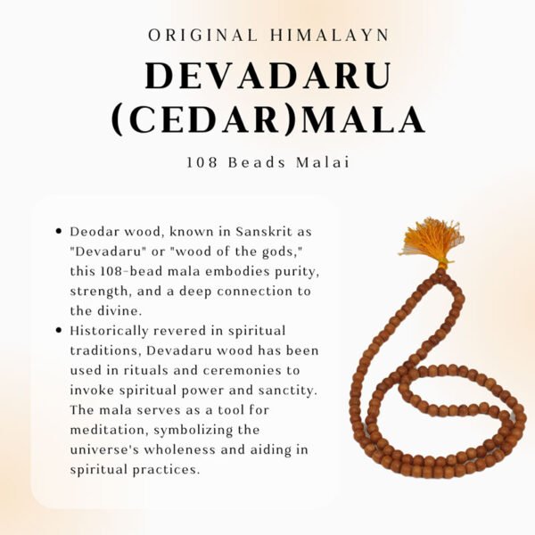 Original Himalayan Devadaru (Cedar) Mala – Sacred Wood for Meditation & Energy Protection