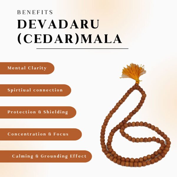 Original Himalayan Devadaru (Cedar) Mala – Sacred Wood for Meditation & Energy Protection