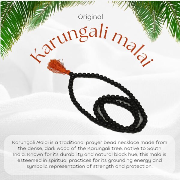 Original Karungali Mala – Black Ebony Wood Mala for Protection, Power & Spiritual Energy
