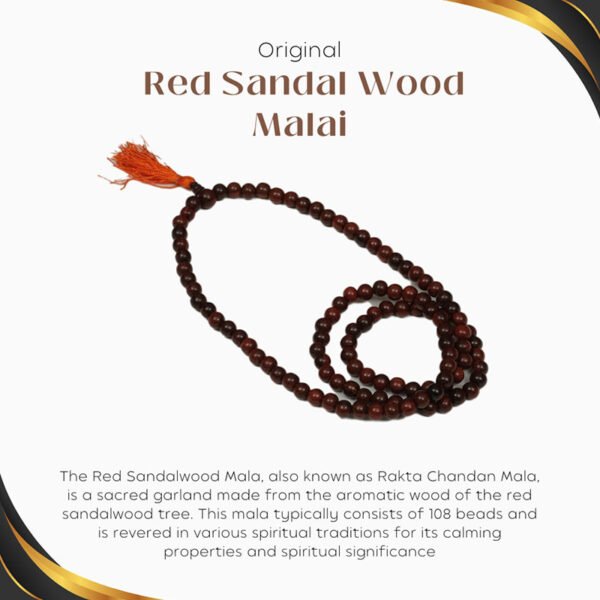 Original Red Sandalwood Mala – Traditional Spiritual Japa Mala for Meditation & Healing