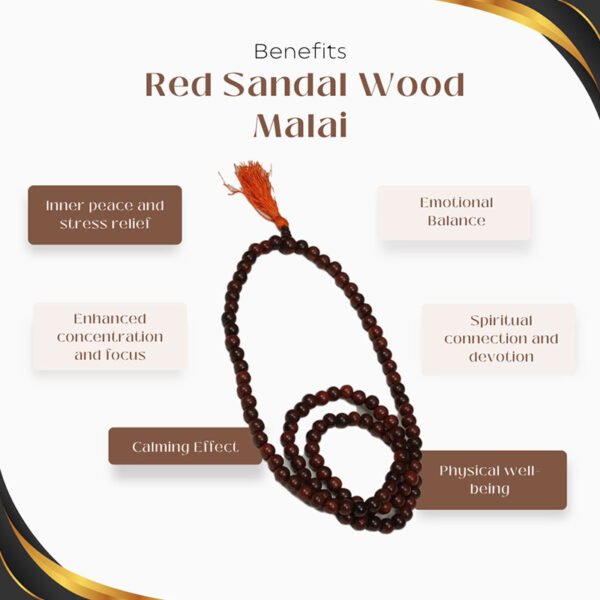 Original Red Sandalwood Mala – Traditional Spiritual Japa Mala for Meditation & Healing