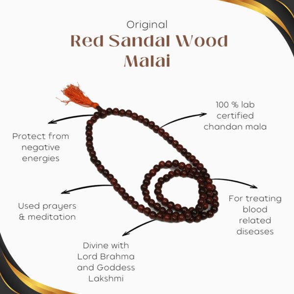 Original Red Sandalwood Mala – Traditional Spiritual Japa Mala for Meditation & Healing