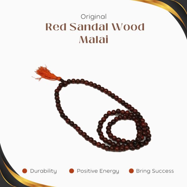 Original Red Sandalwood Mala – 108 Beads for Chanting and Inner Peace