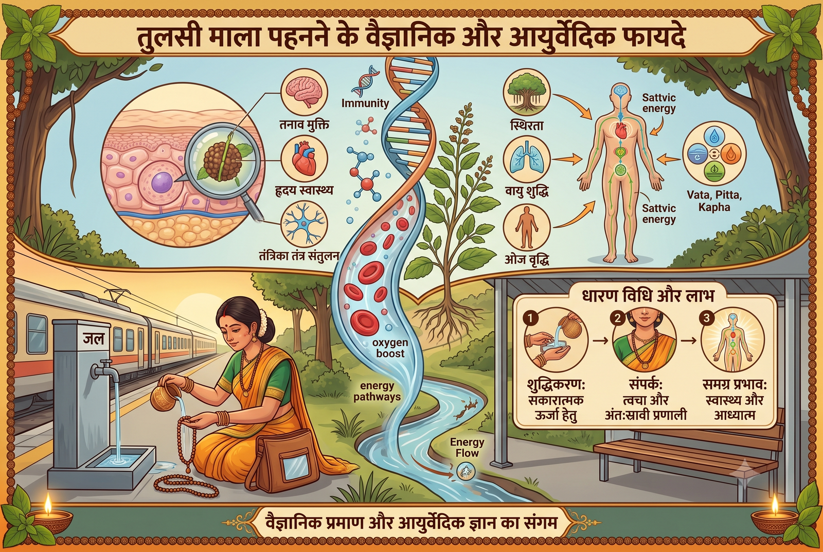 तुलसी माला पहनने के वैज्ञानिक और आयुर्वेदिक फायदे