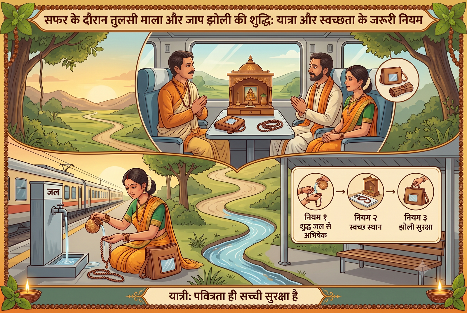सफर के दौरान तुलसी माला और जाप झोली की शुद्धि: यात्रा और स्वच्छता के जरूरी नियम